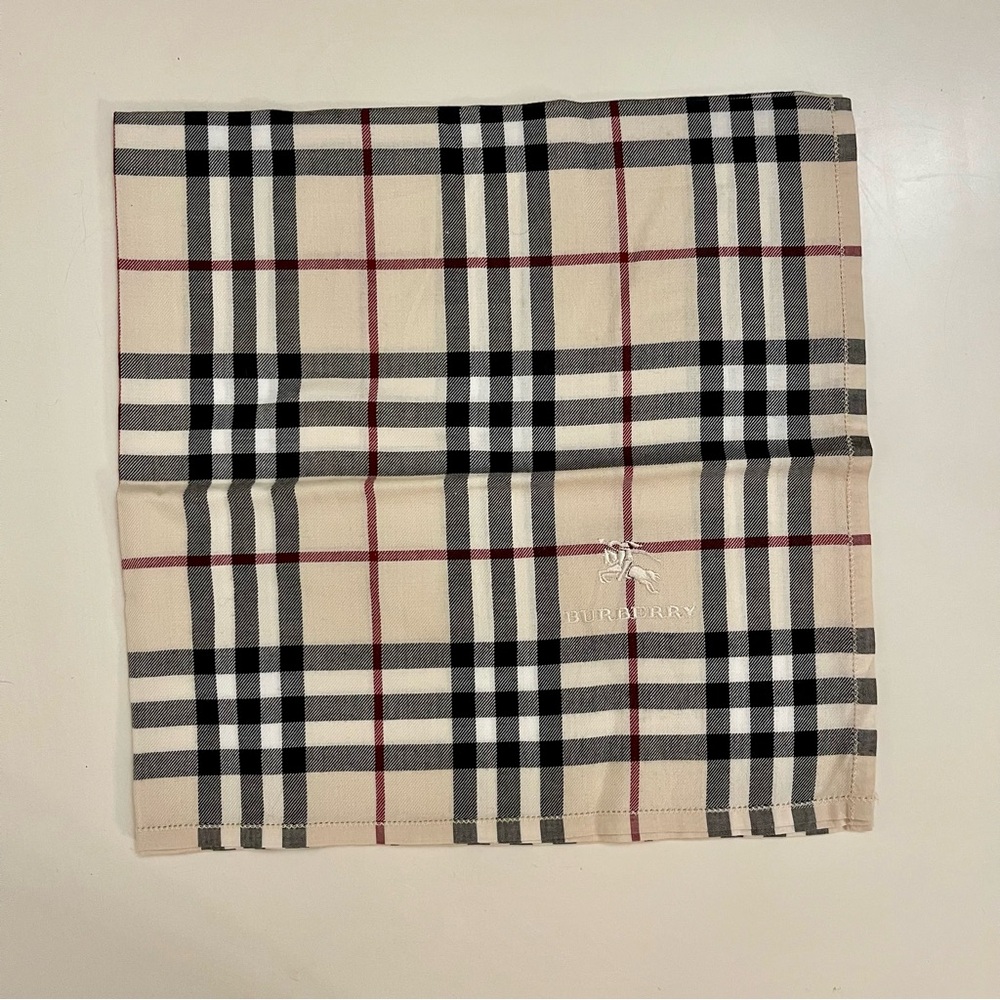 Authentic Vintage Burberry London Nova Check Handkerchief – Embroidered Logo - Picture 4 of 7